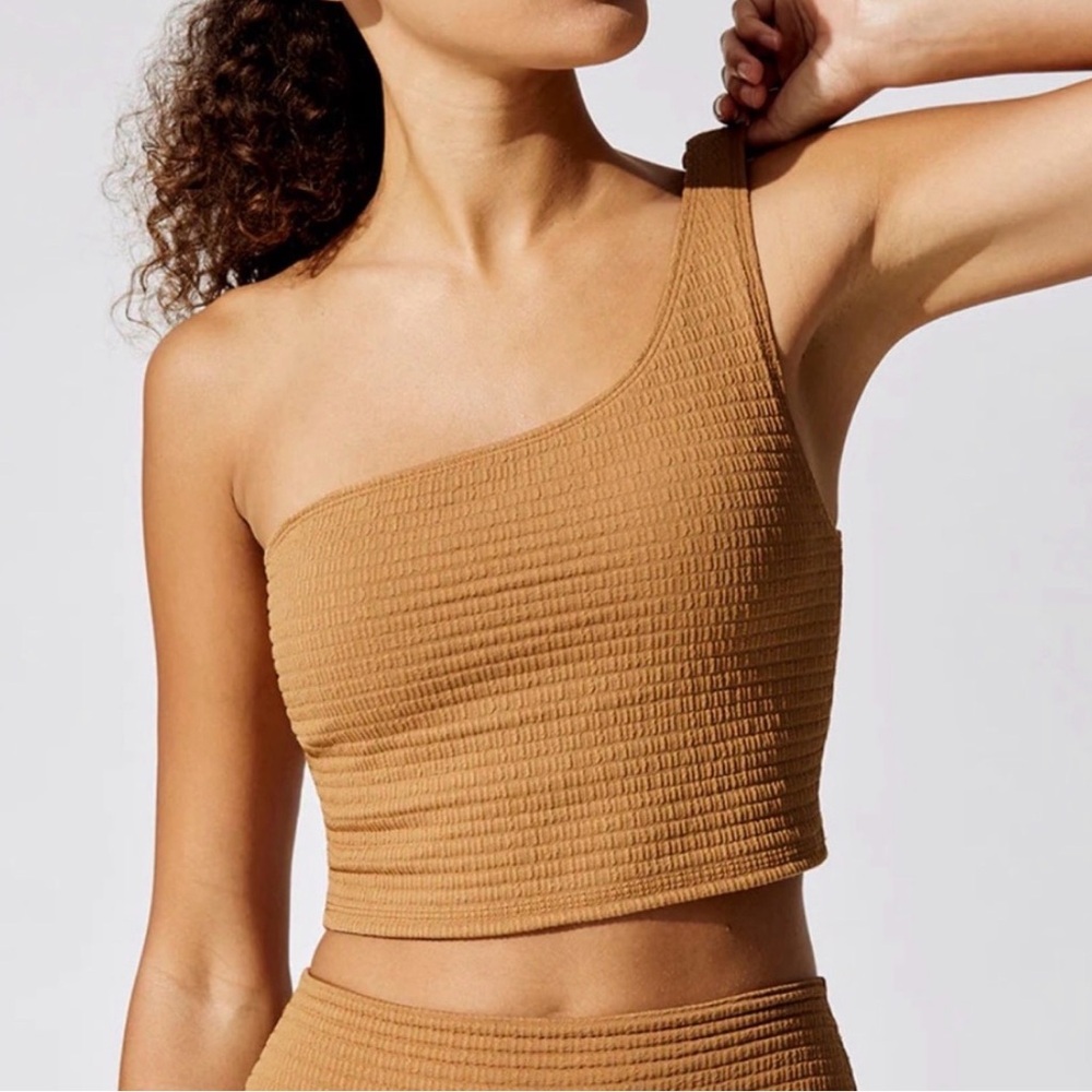 Carbon38 Jacquard One Shoulder Bra Crop Tank Top New